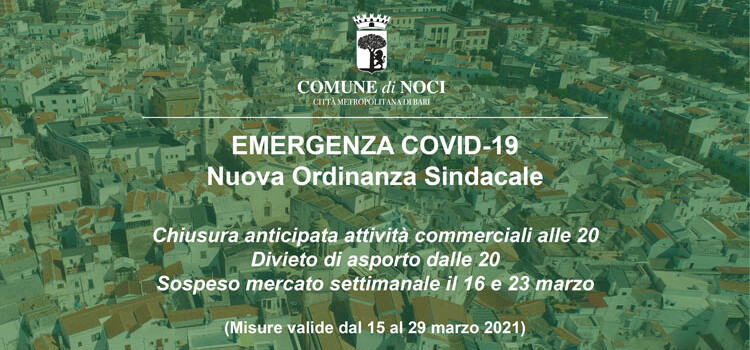 Emergenza Coronavirus: arriva l’Ordinanza Sindacale